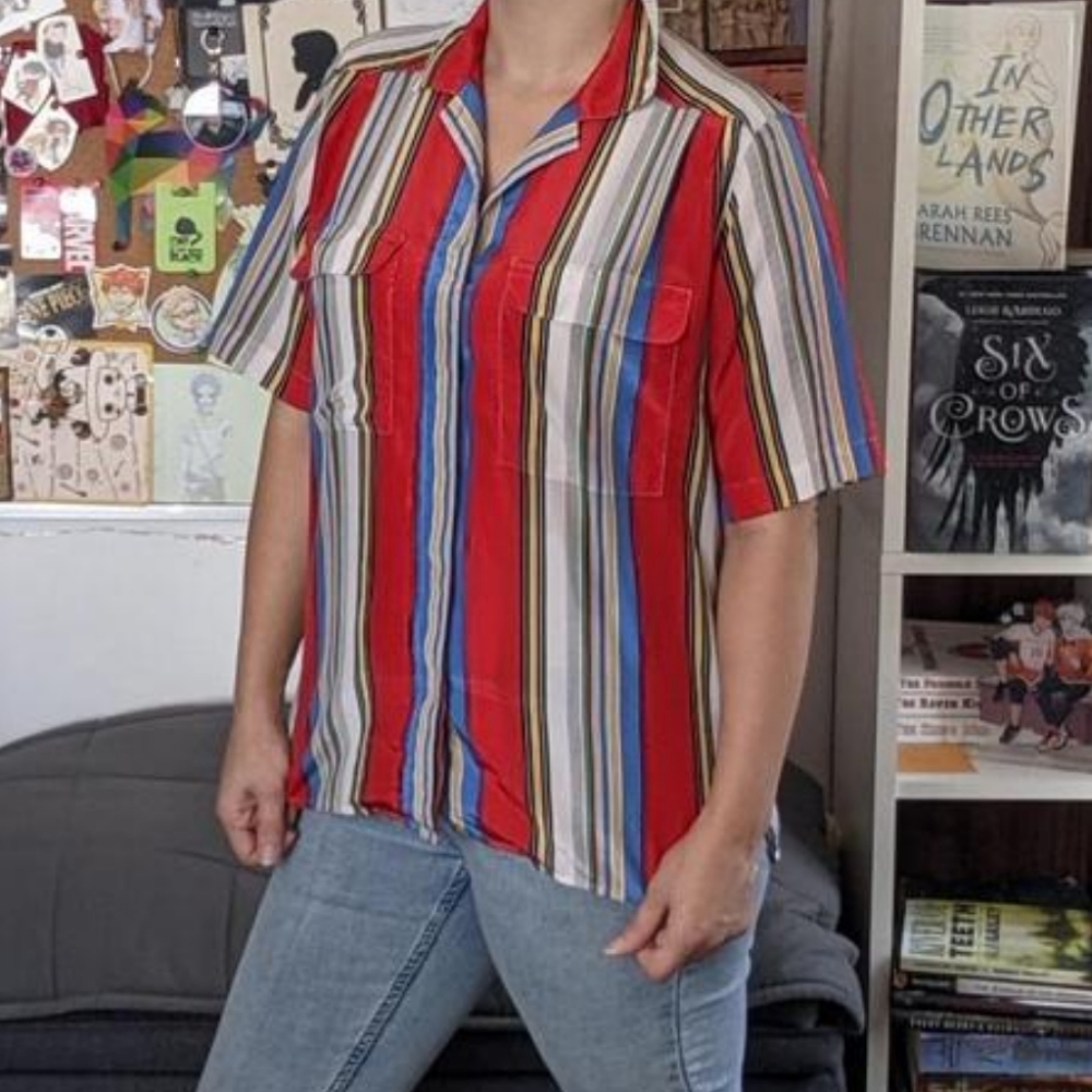 Vintage Striped Button-Up Blouse - Picture 4 of 8